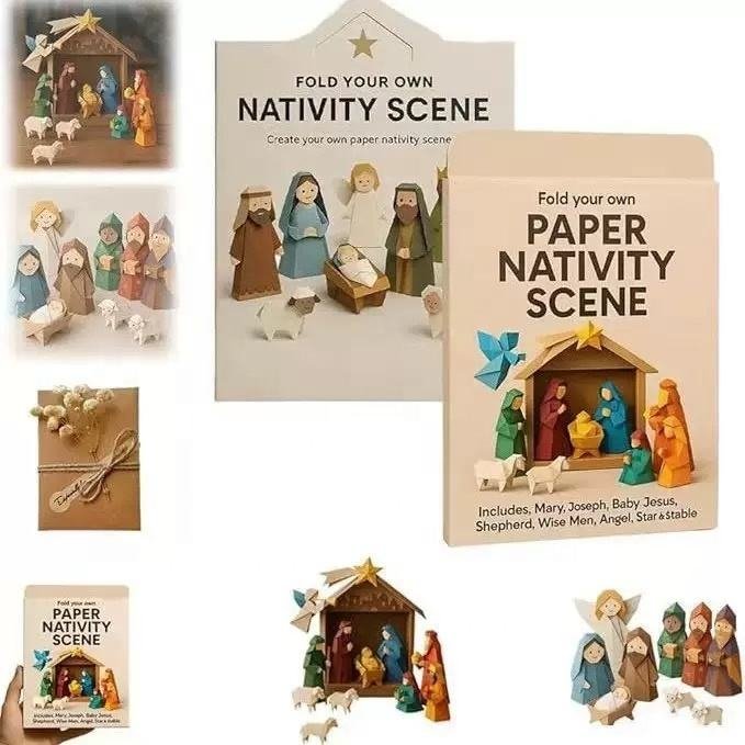 Pafu Cross-border New Product Christmas Origami Craft Set DIY Handmade 3D Pop-up Paper Folding Fun Holiday Gift for Kids