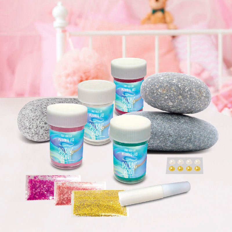 Hot-sale 2021 Stem DIy Kids Kit Pouring Art and Craft Sets Drawing Educational Flat Rock Stone Art Fluid Painting Other Toys Set