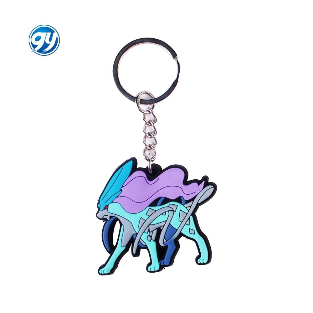 Wholesale 2023 New Cute 2D Soft PVC Rubber Key Chains Custom Anime Keychains Pikachu Plastic Key Ring Metal Design Cat KeyChain