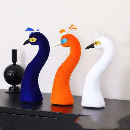 Modern Colorful Handmade Polyfoam Peacock Head Statue Feather Chinese New Year Home Decor DIY Crafts Activity Sculpture Neopoly