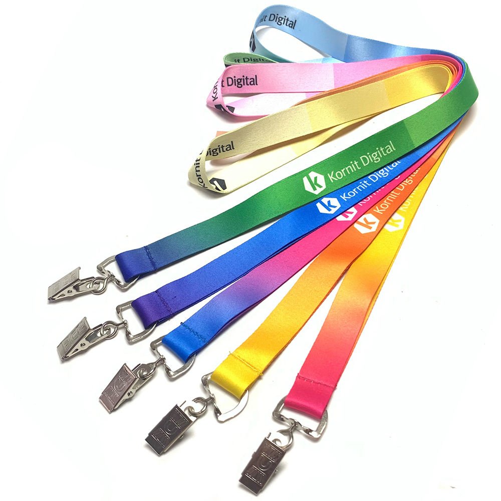 Personalised Polyester Custom Bright Color Sublimation Heat Transfer Printing Neck Id Badge Tool Lanyard with Alligator Clips