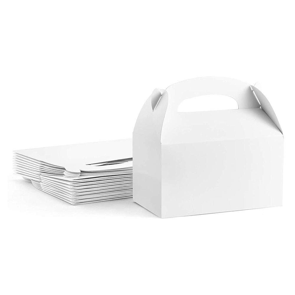 Custom Disposable Kraft Paper Food Packaging Auto Lock Bottom Bakery Party Favor Gift Kid's Candy Treat Gable Boxes with Handles