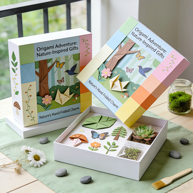 Children's Handmade Cardboard Origami Set-Fun Educational Paper Origami Toys with Customizable DIY Materials Box (Carton Theme)