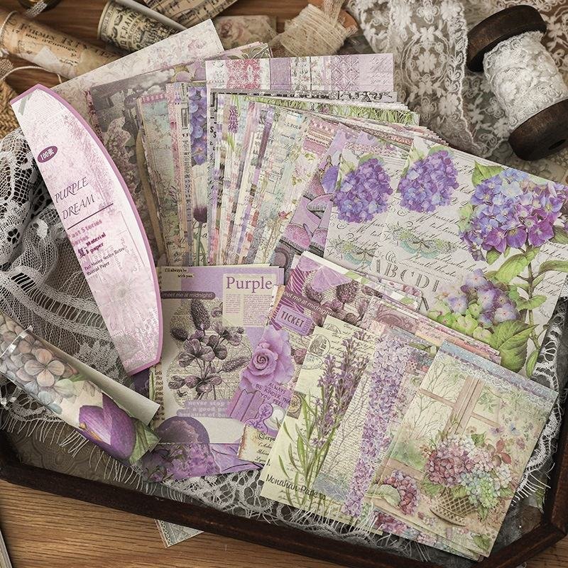 Retro Scrapbooking Paper for Hand Account Journal DIY Craft Loose Leaf Decorative Paper 100pcs/Pack