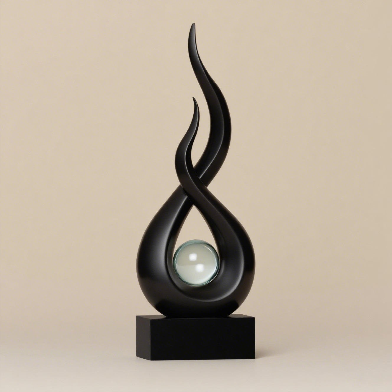 Flame Sculpture Abstract Living Room Decor Crystal Ball Sculpture Modern Design Home Decor Table Stand Ornaments Resin Crafts