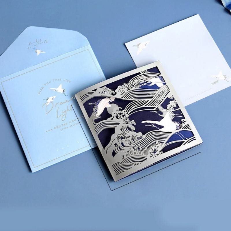 High Quality Custom Cardboard Wedding Invites with Laser-Cut Design Premium Offset Paper Envelopes Greeting Card