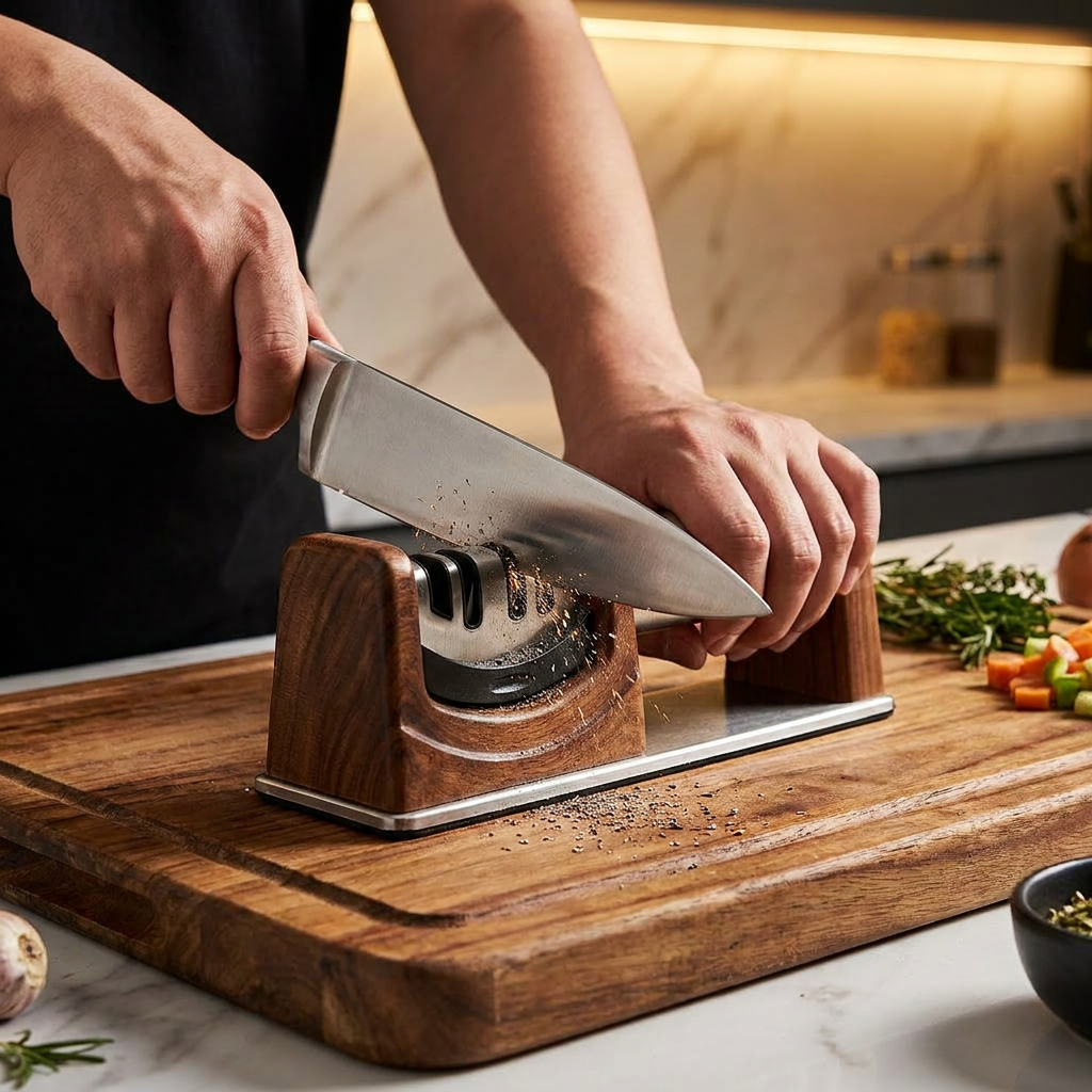 3-Piece Kitchen Gift Set About Gravity Electric Salt and Pepper Grinder with Blue Light and Knife Sharpener for Holiday Gift