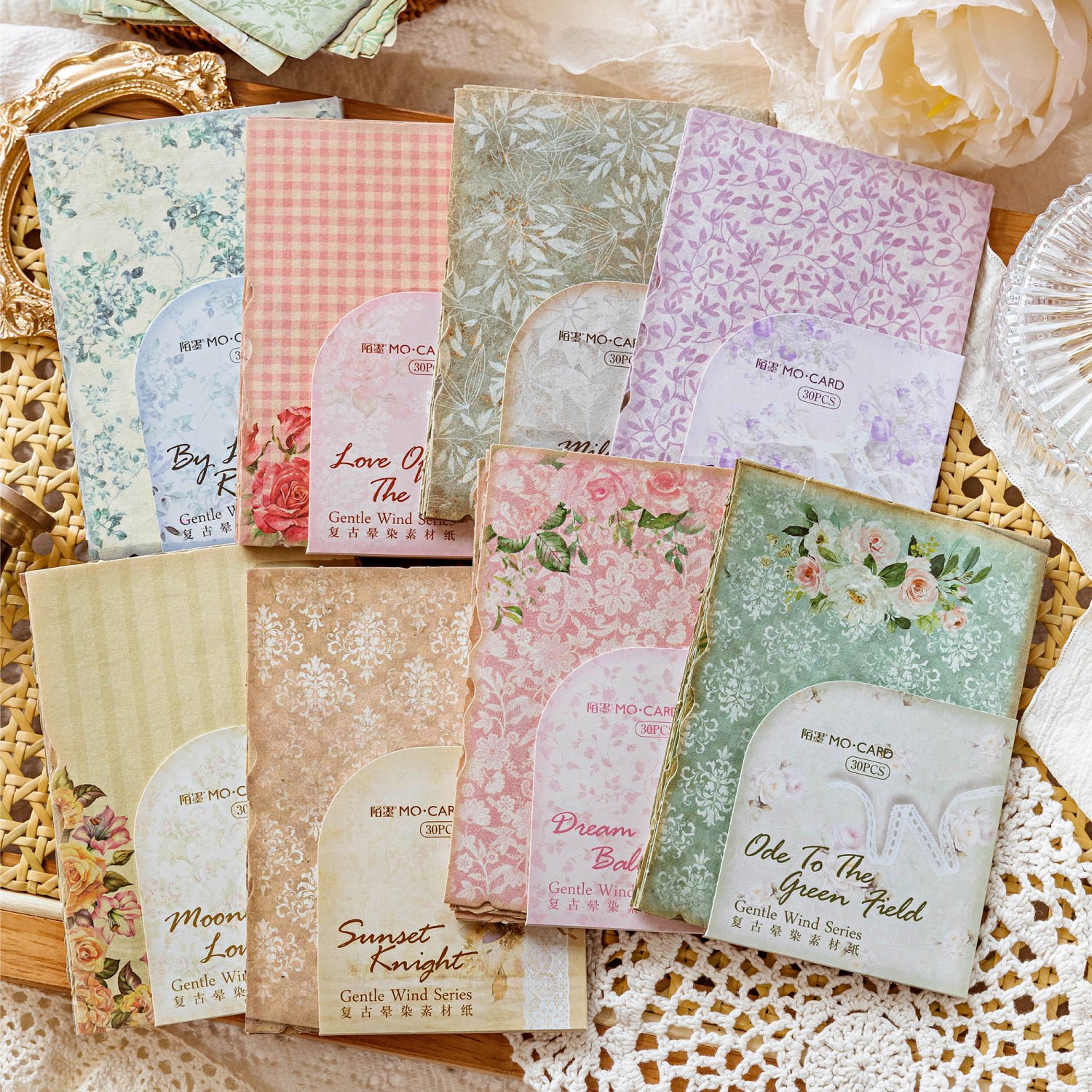 Vintage Floral Scrapbook Paper Textured Paper Set Mixed Scrapbook Supplies for DIY Scrapbooking Planner Bullet Journal Supplies