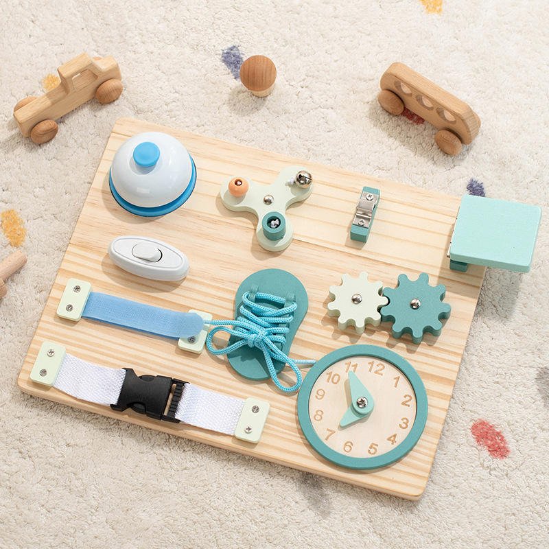 New Montessori Busy Board for Toddlers Wooden Sensory Activity Board for Fine Motor Skills Educational Fidget Travel Toys EN71