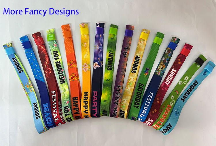 Fancy Design Logo Printed Party Event Supplies Festival Wristbands with Logo Custom