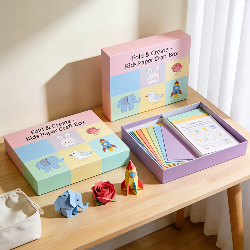 Children's Handmade Cardboard Origami Set-Fun Educational Paper Origami Toys with Customizable DIY Materials Box (Carton Theme)