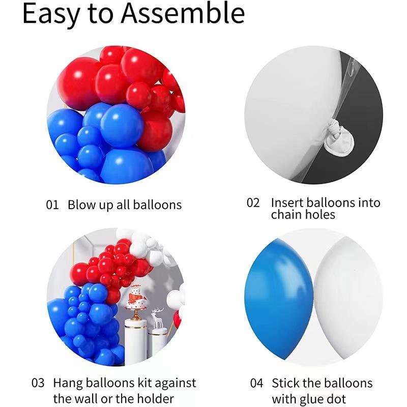 101pcs Blue White Red Balloon Garland Arch Kits for Birthday Party Decoration Baby Shower Balloons Holiday Festival Balloons