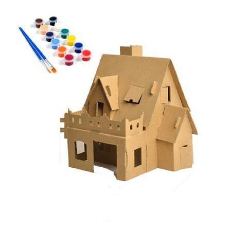 Customized DIY Assembly Paper Craft Small House Decorations Children Drawing Handmade Paper Craft Toys