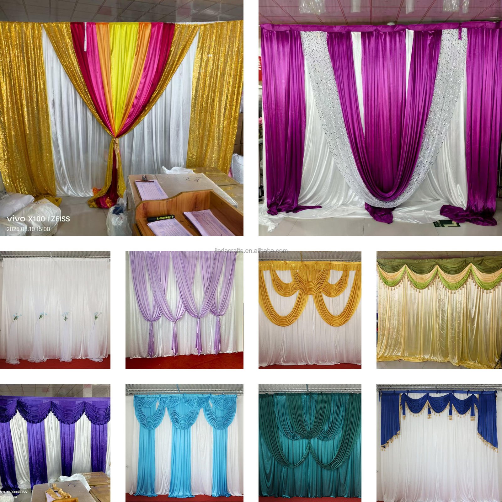 JINDA CUSTOM Milk Silk Fabric Wedding Backdrop Curtain Event Party Stage Panels for Decorative Background