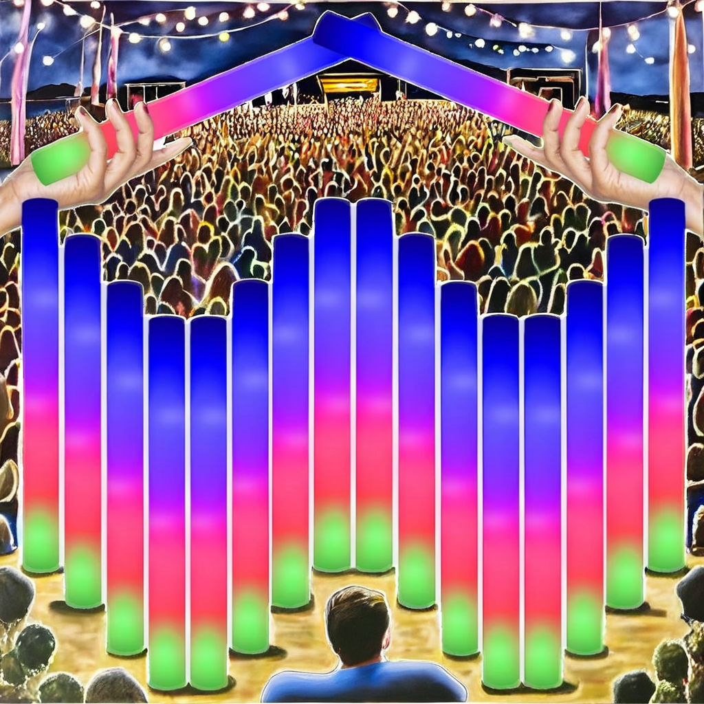 LED Light Portable Foam Glow-in-Dark Sticks 3-Color Flashing Baton Wands ROMANCE Theme Party Supplies for Weddings Raves