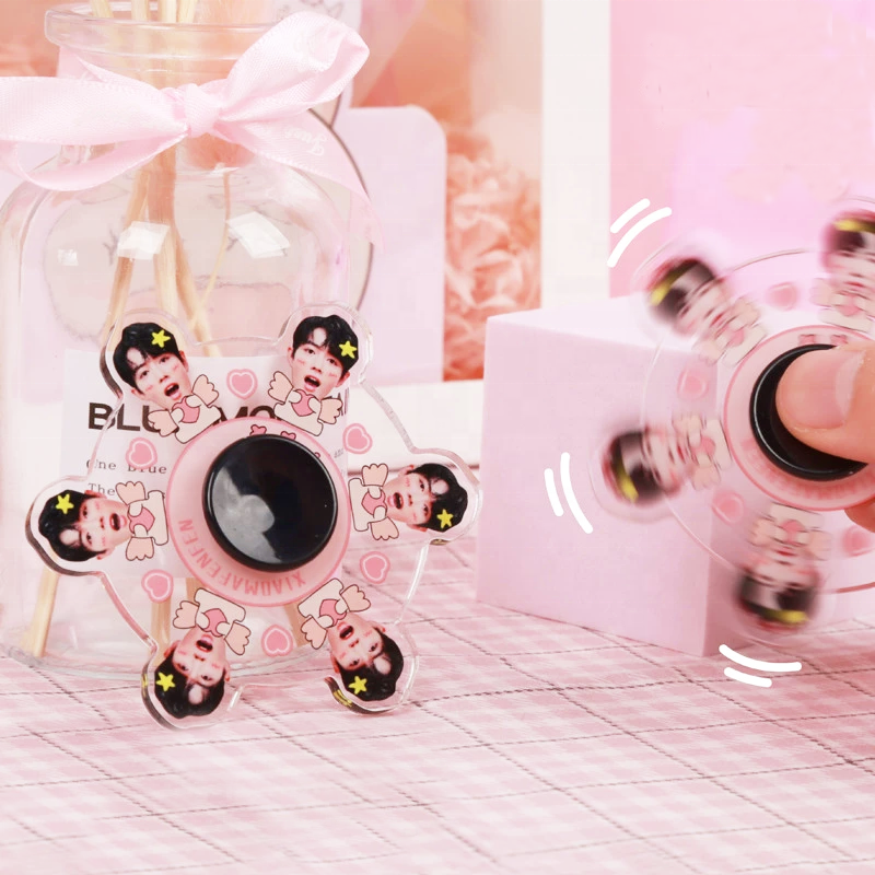 Custom Stress Relief Acrylic Hand Finger Fingertip Bulk Anime Fidget Spinner Promotional Toys