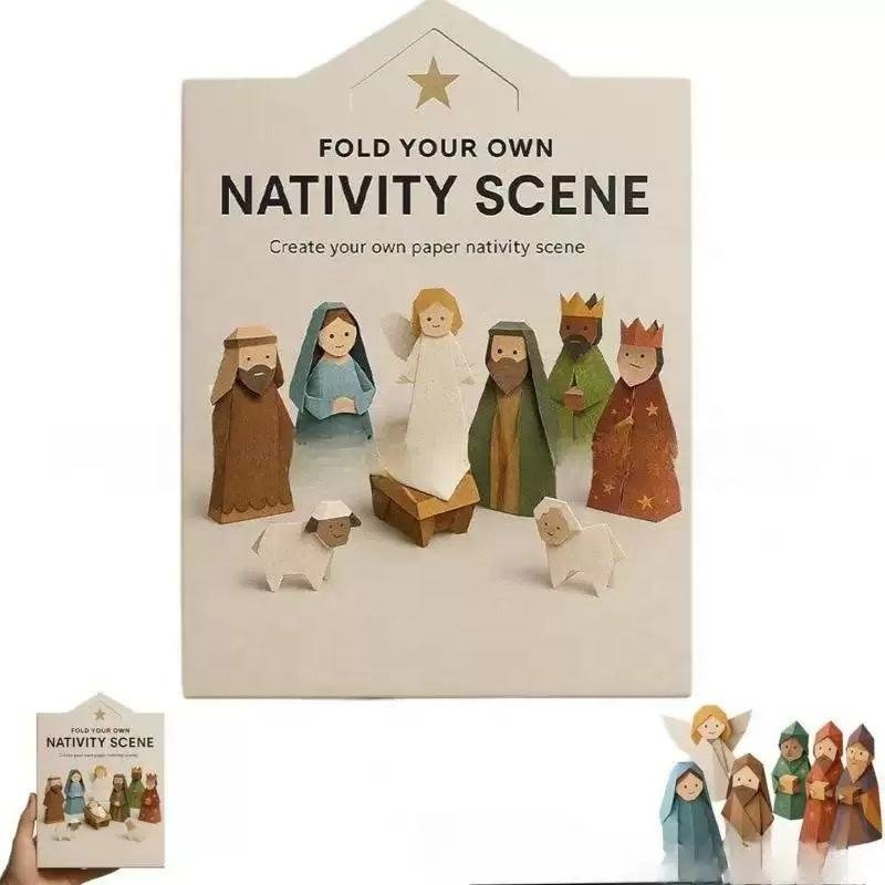 Pafu Cross-border New Product Christmas Origami Craft Set DIY Handmade 3D Pop-up Paper Folding Fun Holiday Gift for Kids