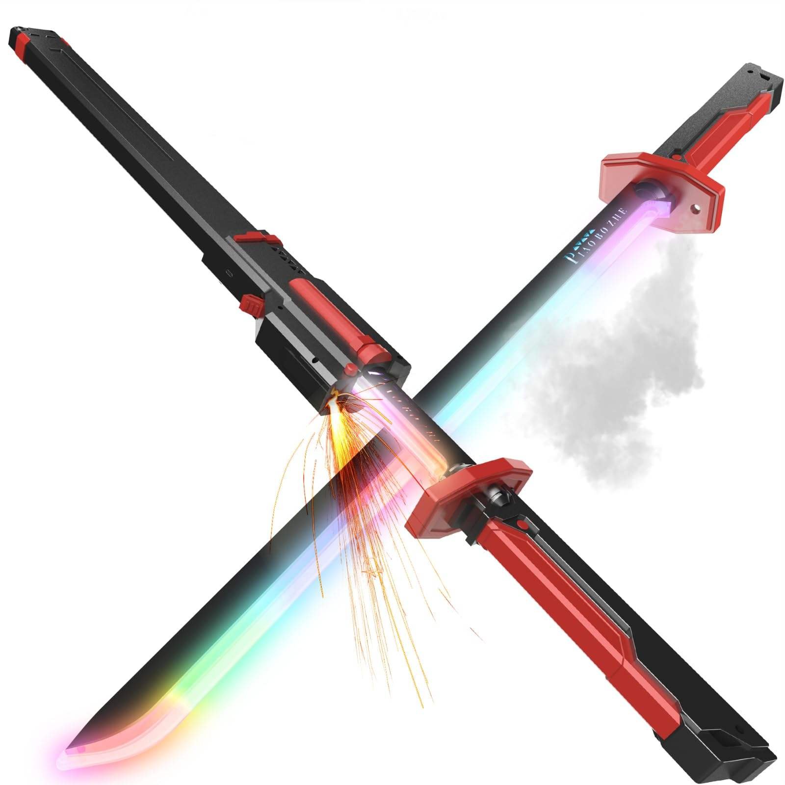 Hot Promotional Toy for Neon LED Light Saber with Sound Fog RGB Color Changing Silicone Ninja Sword Cosplay