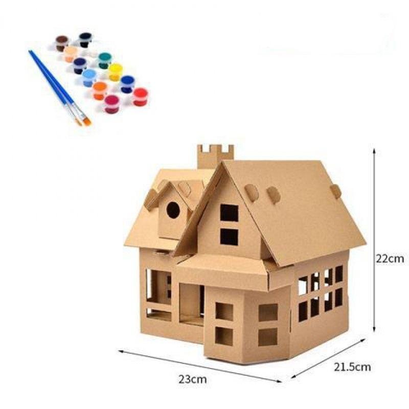 Customized DIY Assembly Paper Craft Small House Decorations Children Drawing Handmade Paper Craft Toys