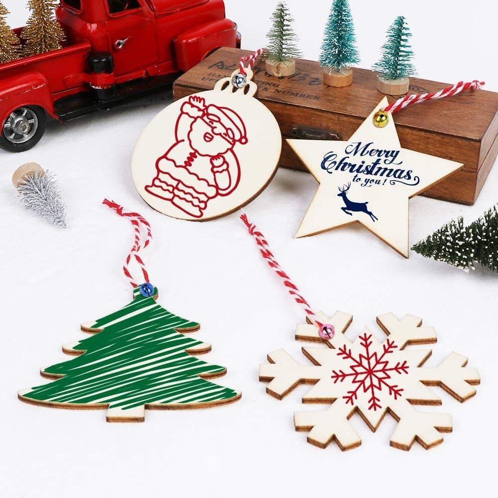 TaiLai Christmas Handmade Ornaments Craft Kits Unfinished DIY Wooden Holiday Hanging Decorations Home Accessories Unique Gift