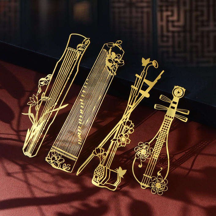 Chinese Ethnic Musical Instruments Ancient & Modern Style Metal Bookmarks-Eco-friendly Customizable Creative Souvenirs