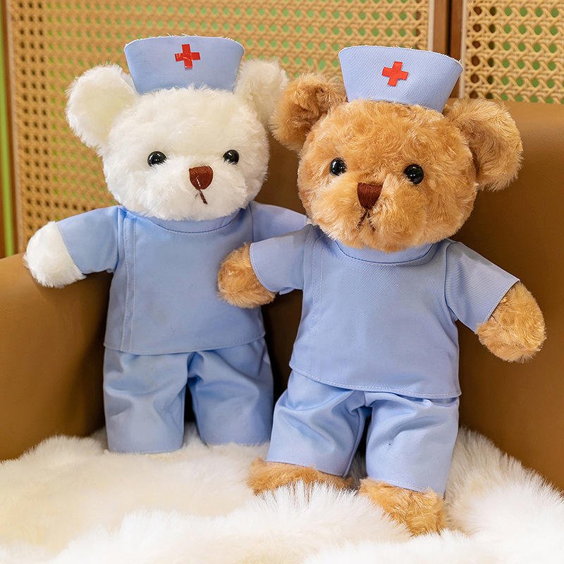 Hospital Promotional Gift Stuffed Nurses Plush Toy Doctor Teddy Bear Medical Doll
