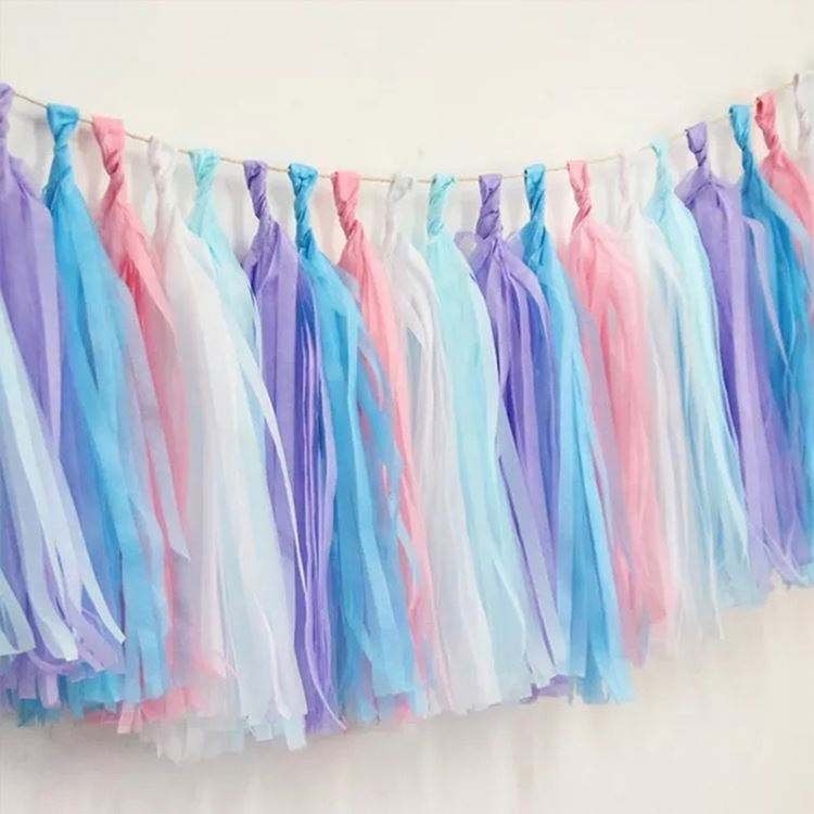 Wedding Party Decoration Strips Tissue Paper Tassel Custom Craft Multi-color Paper Garlands