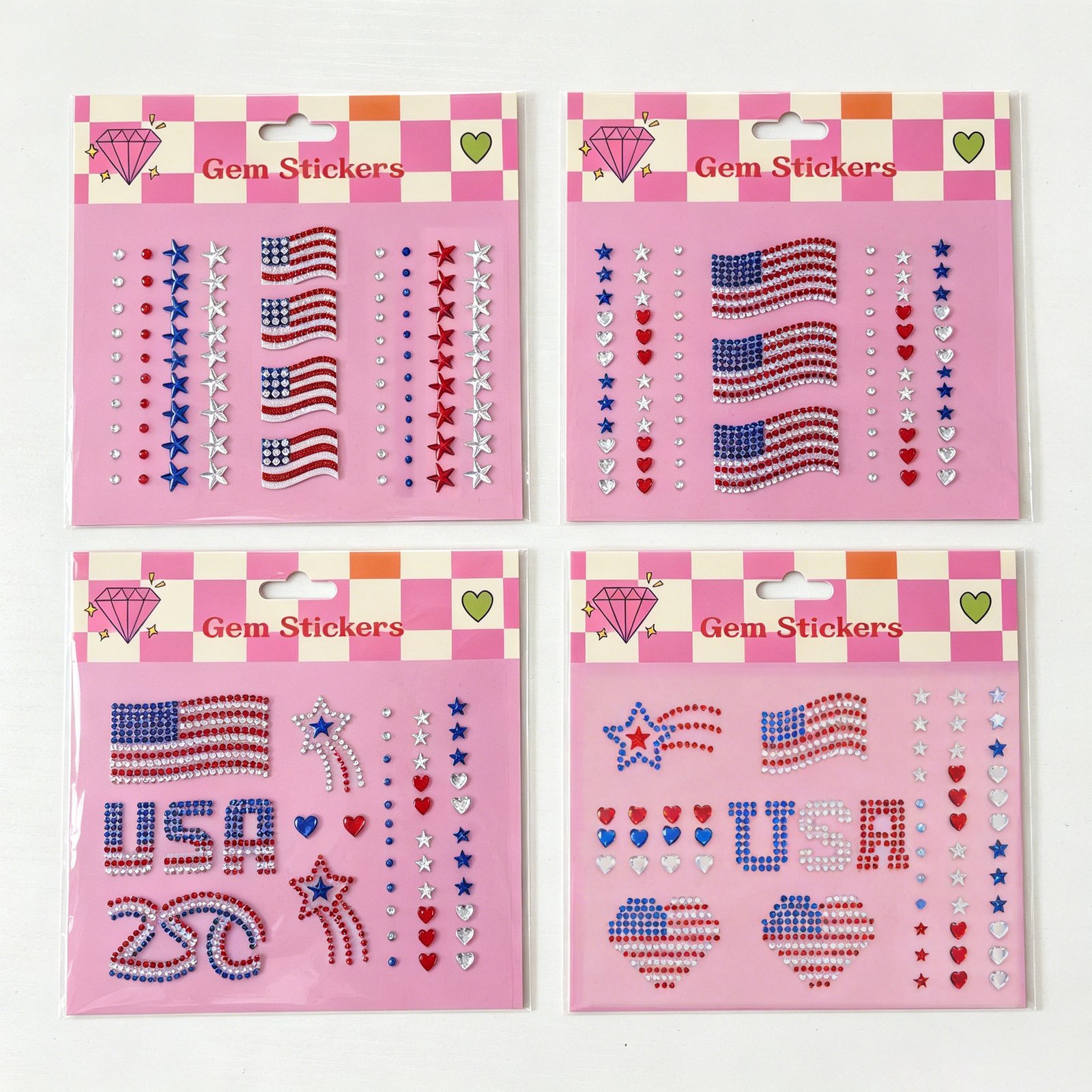 Self Adhesive American Flag Decorative Stickers Holiday Crystal Decorative Stickers for Independence Day Celebration Decorations