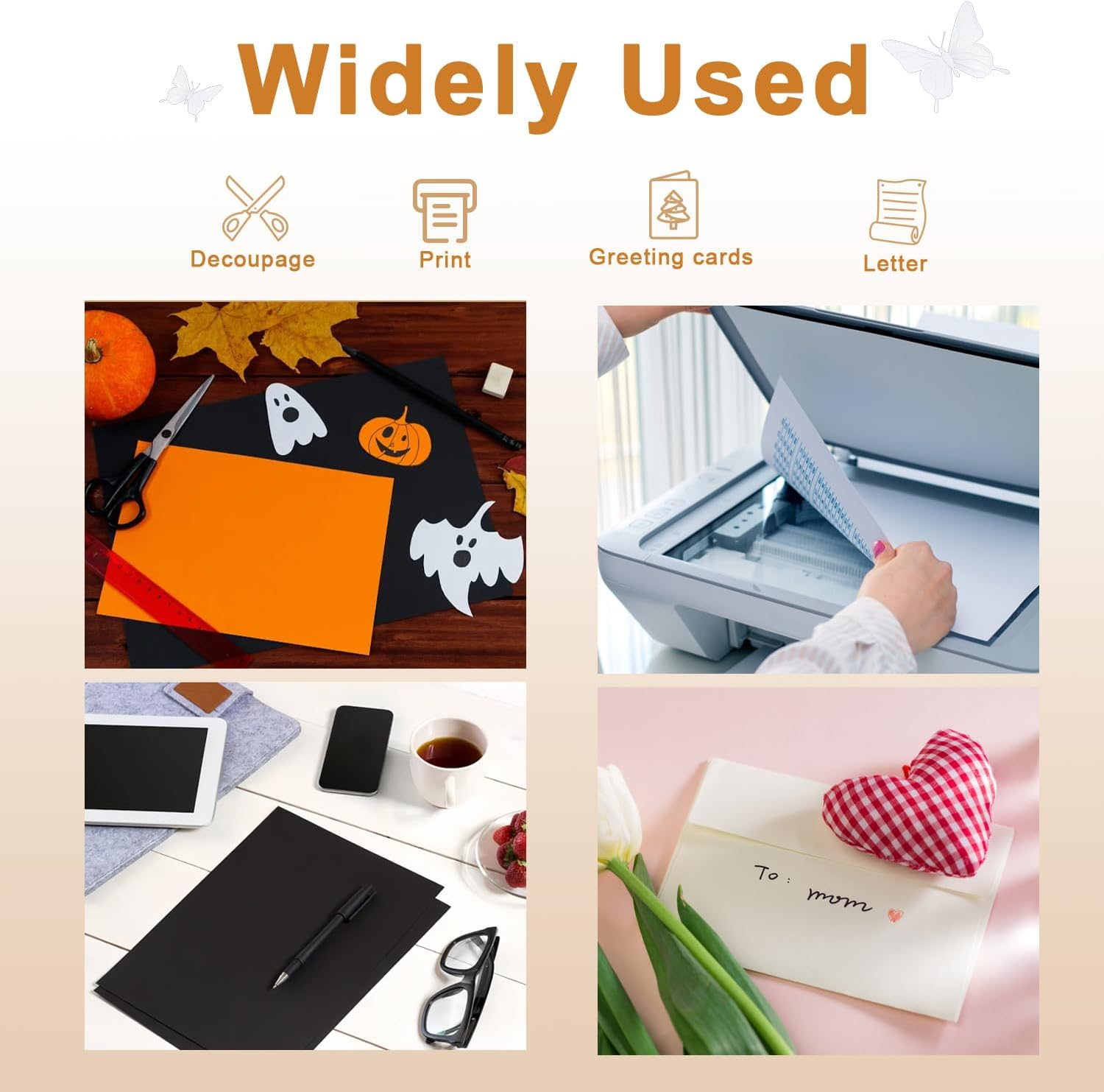 Black Cardstock Paper Sheet Heavy Cover Card Stock for DIY Crafts Cards Making