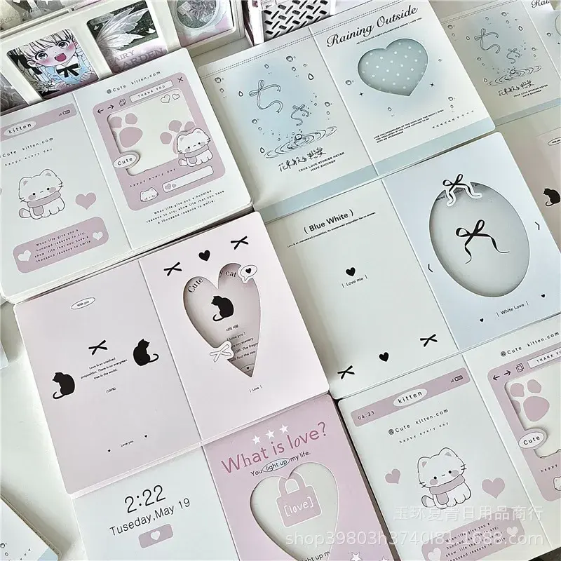 Mini Size Hollow Pink Folding Greeting Card Aesthetic Photo Card Packaging Materials Paper Craft