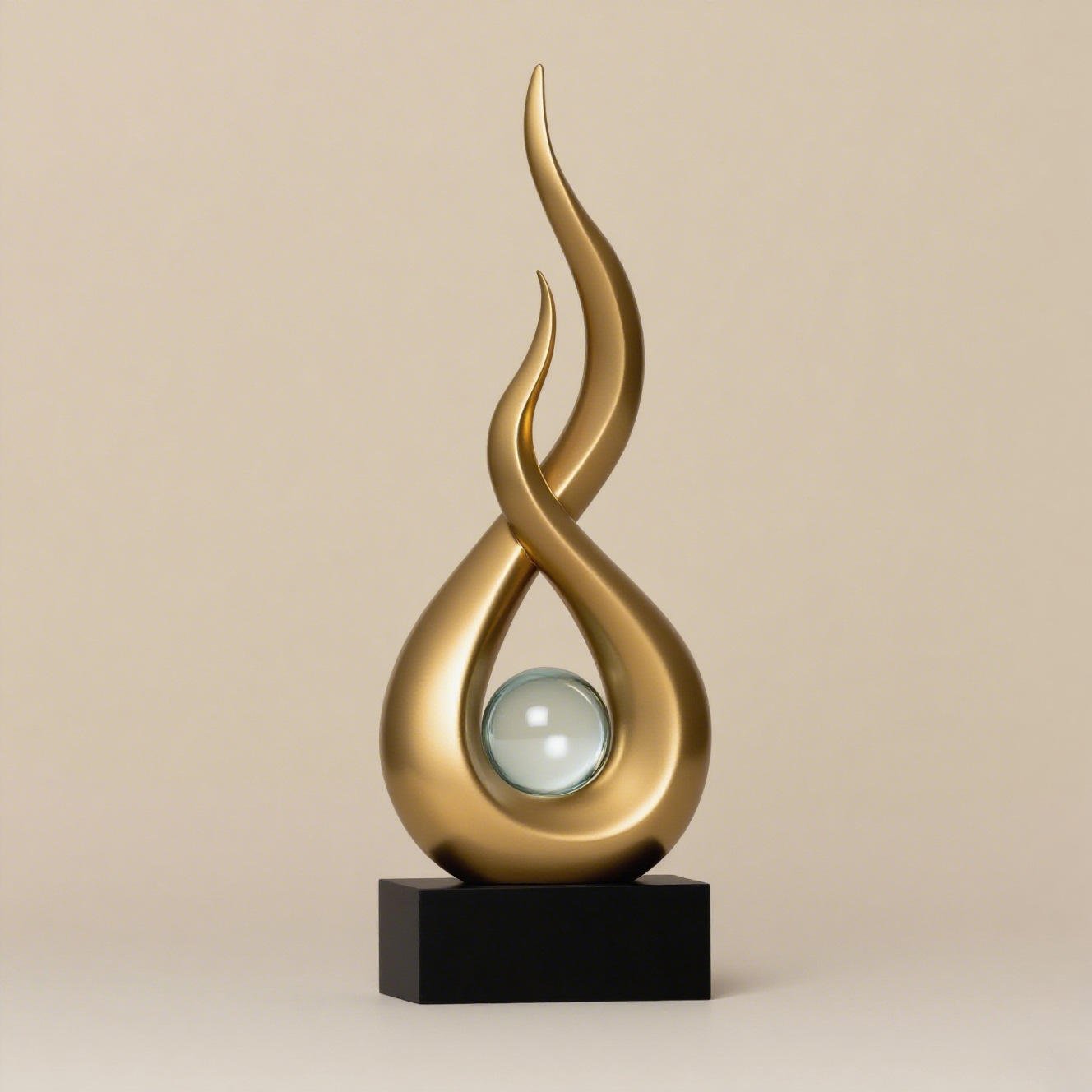 Flame Sculpture Abstract Living Room Decor Crystal Ball Sculpture Modern Design Home Decor Table Stand Ornaments Resin Crafts