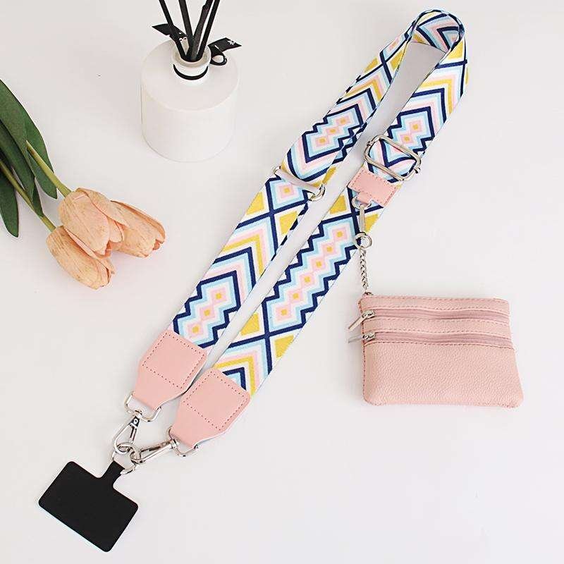 Best-selling Trendy Polyester Screen-printed Mobile Phone Lanyard 3.8cm Wide Adjustable Diagonal Cross-body Bag Strap