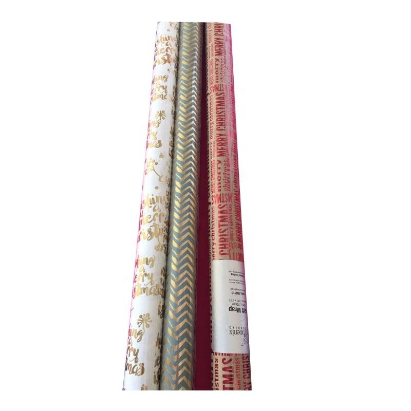 Foil Stamping Gift Wrapping Paper in Roll on 80gsm Art Paper for Decoration Gift Wrapping Art Paper