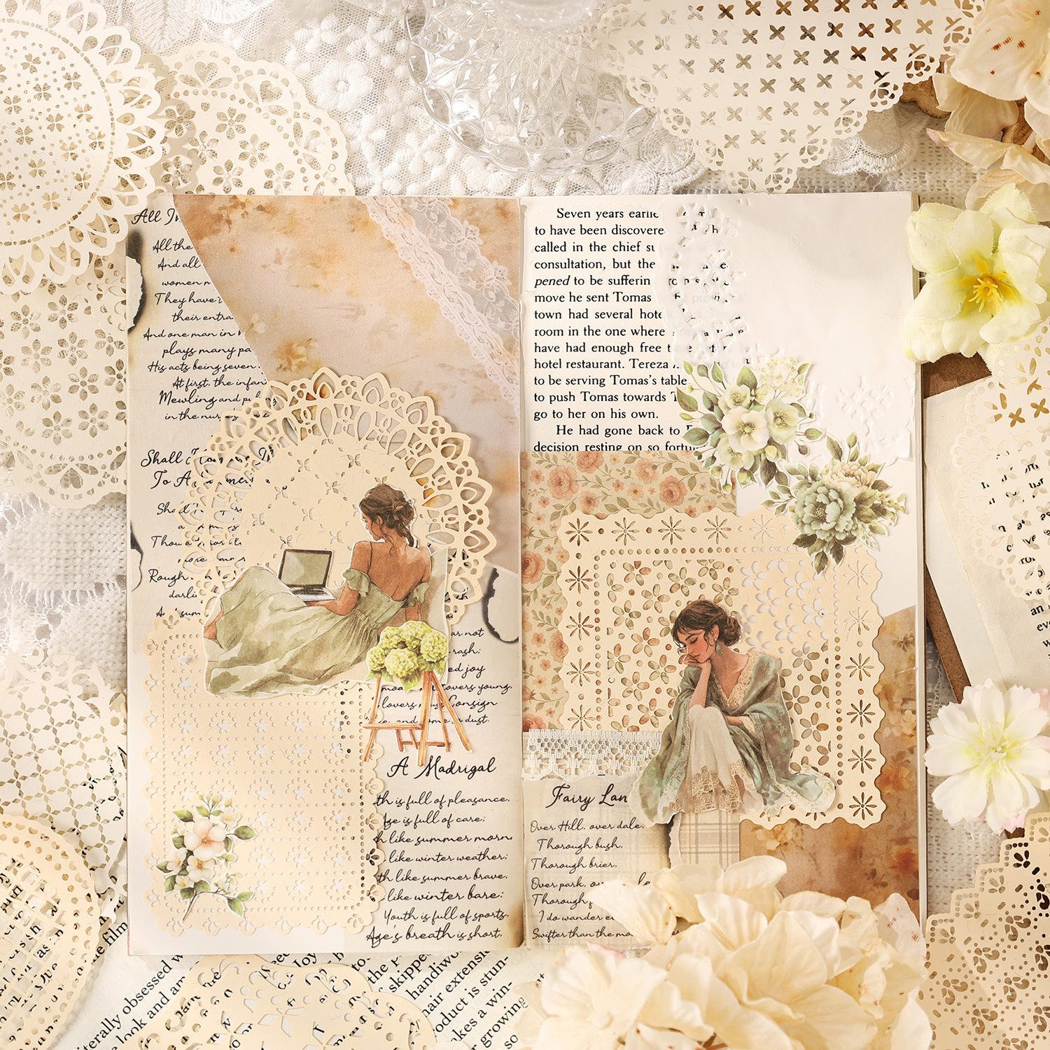 10 Sheets Per Pack of Craft Paper Greyshade Collection DIY Lace-cutout Notebook Embellishments