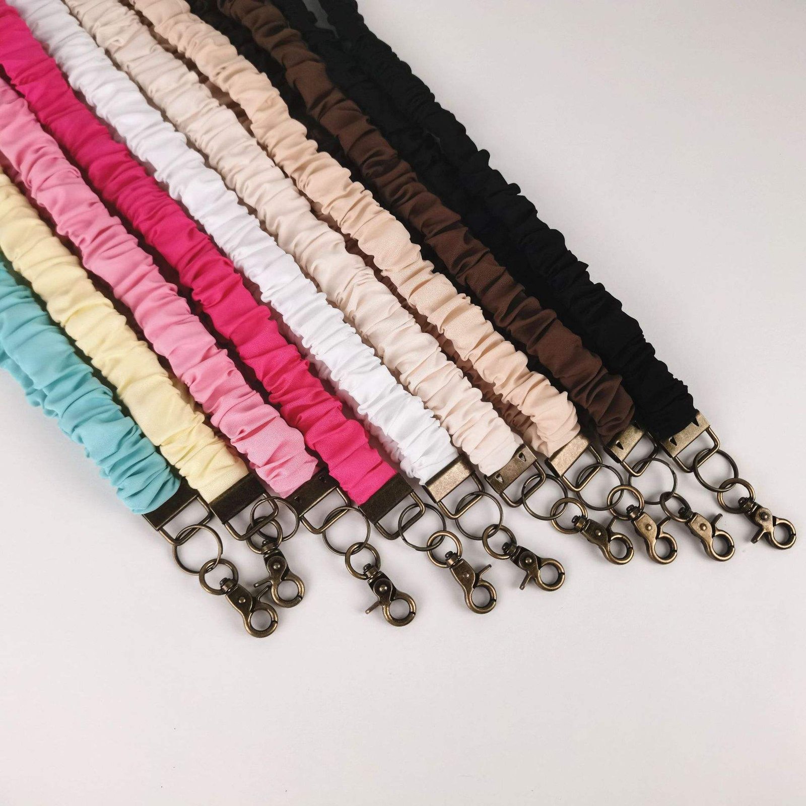 Wholesale Large Intestine Elastic Polyester Stretchy Scrunchie Phone Lanyard Neck Lanyard for Keys Retractable Lanyard