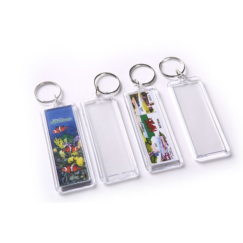 8.3*3.3 Plastic Transparent Oem Key Rings Custom Design Personalized Clear Key Chain Photo Insert Keyring Acrylic Keychain Blank