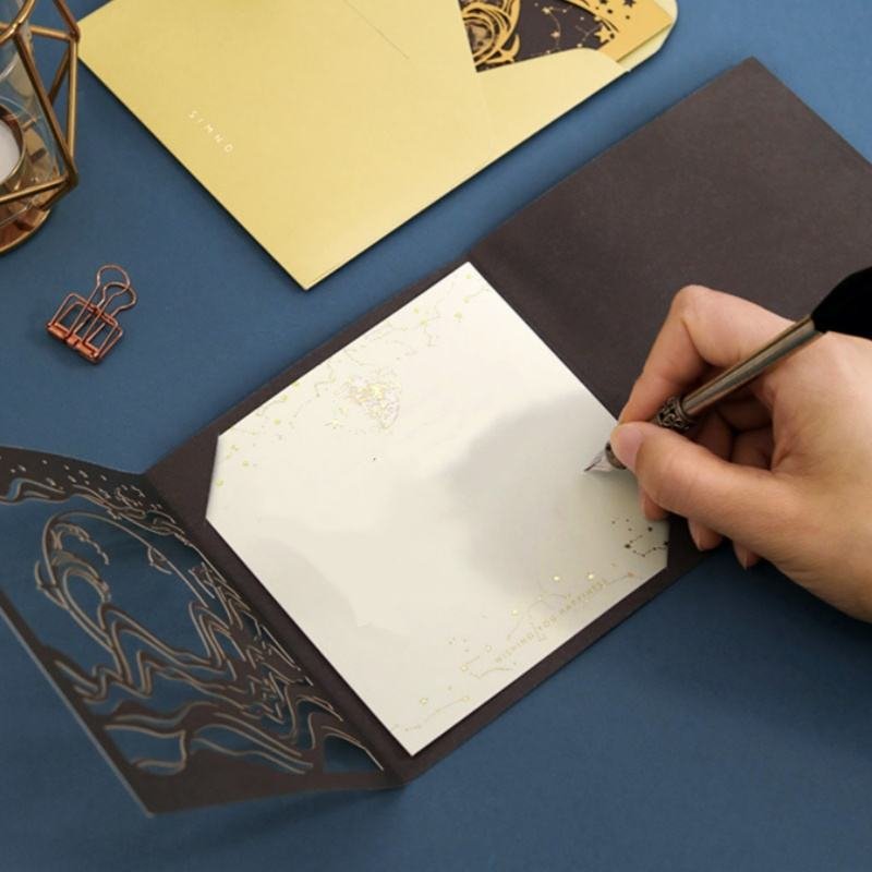 High Quality Custom Cardboard Wedding Invites with Laser-Cut Design Premium Offset Paper Envelopes Greeting Card