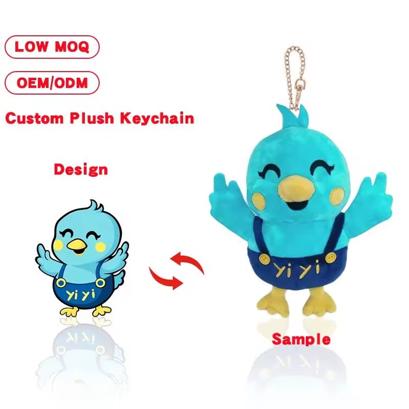 Custom Your Own Design Color Logo Plush Doll Keychains CE CPC Certified Cotton Cloth Animal Toys Promotion Gift with pp Cotton
