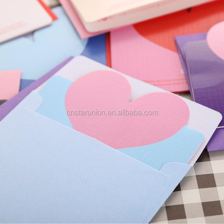 Birthday Greeting Cards,festival Holiday Wishes Cards 100PCS MOQ Bright Color Love Heart Style Paper Celebration Card