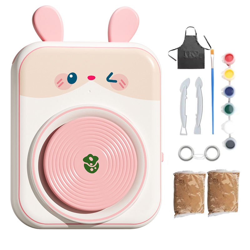 Hand Creative Making Machine Arts Crafts & Diy Toys Educational Learning Baby Electric Rabbit Clay Pottery Wheel Kits for Kids
