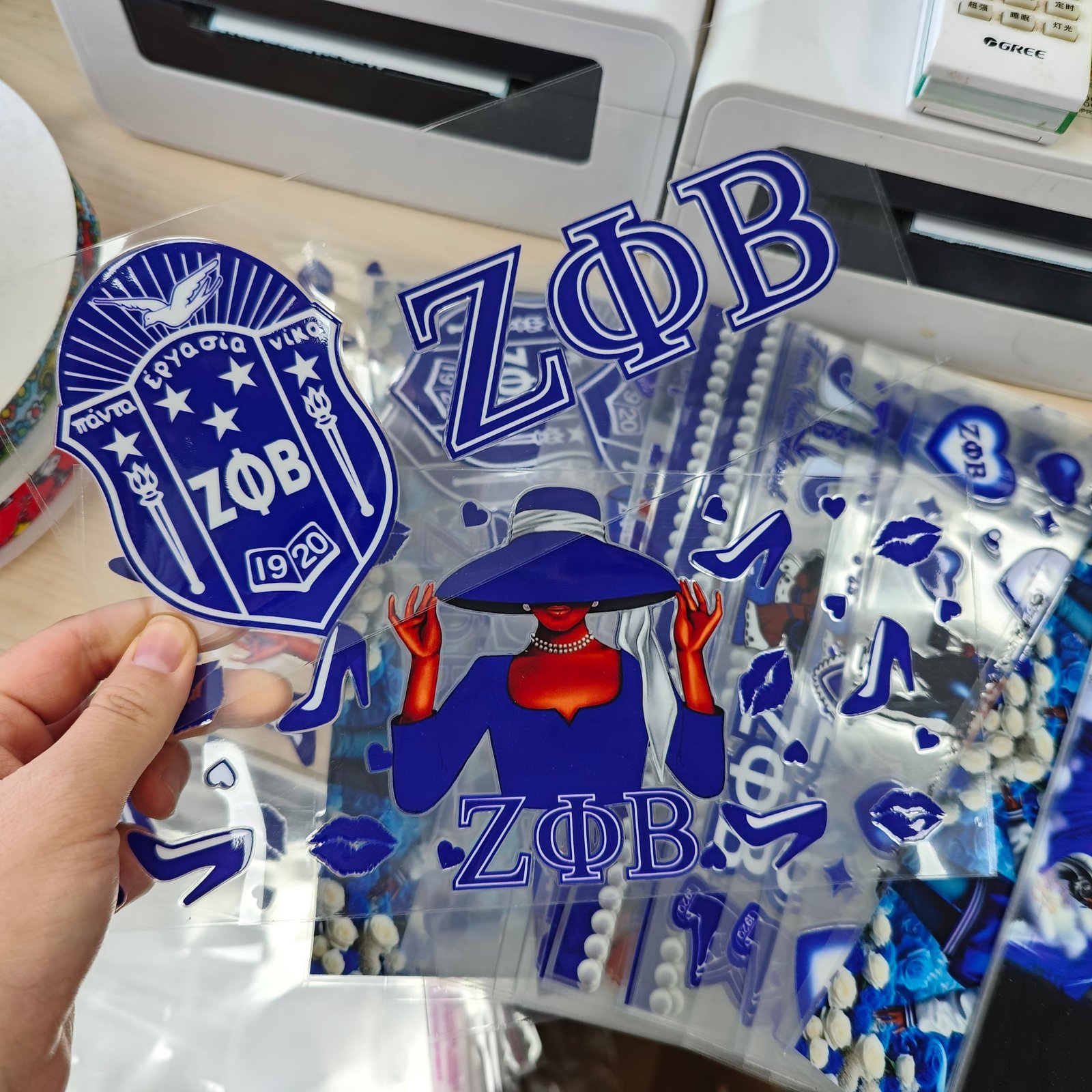 11*24cm Royal Blue Sorority Printed Waterproof UV DTF Sticker Cups 16oz DIY Glass Ceramic Wrap Decorative Ceramic Cup Sticker