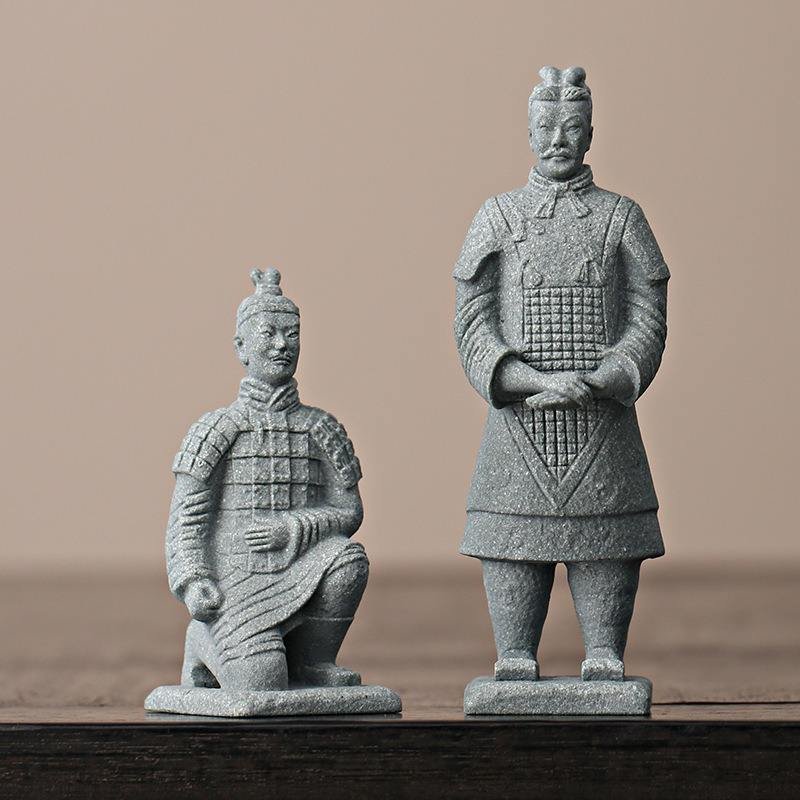 Chinese Style Shanghai Terracotta Warriors Horses Creative Artificial Stone Mini Peanut Sculpture Handicraft Birthday Ornaments