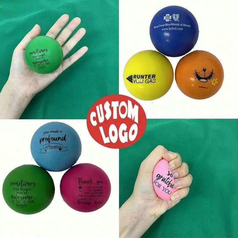 Bulk Wholesale Custom Logo Printed Soft PU Foam Squeeze Toy for Marketing Campaign and Office Gifts Promotional Stress Ball