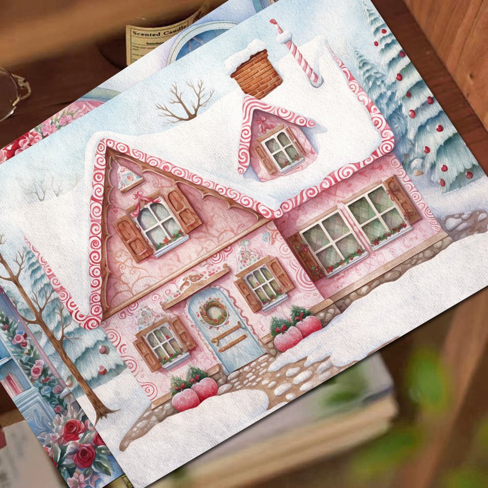 JAI IMAN 12 A5 Papers and 42stickers Pink Christmas DIY Scrapbook Background Paperpad for Crafts Junk Journals