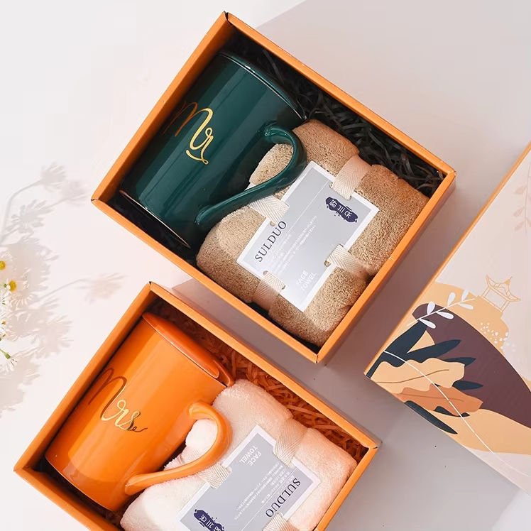 Best Sale Gift Sets for Thanksgiving New Year Valentine's Day Christmas Mug Towel Set Wedding & Birthday Thank You Gift Set