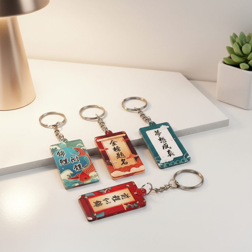Traditional Chinese Acrylic Keychain Gold Plaque Achieving Success Customization Middle High School Entrance Polyfoam Crafts