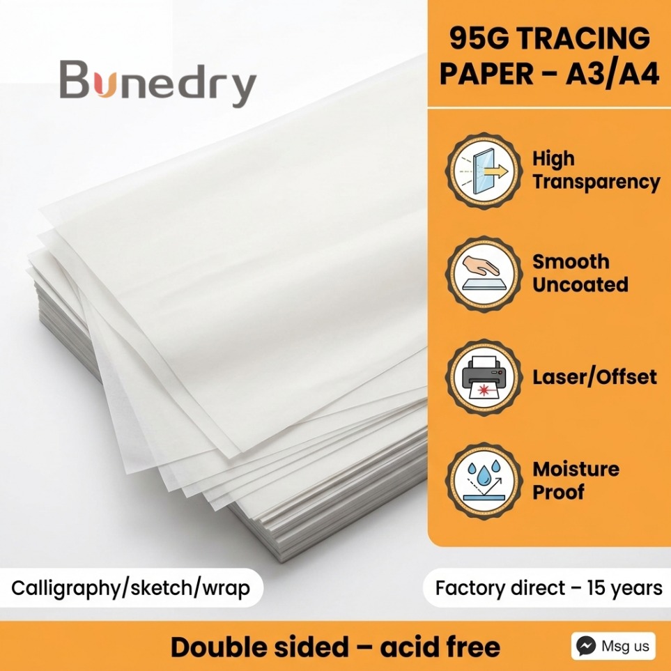 Translucent Tracing Paper Wood Pulp 95gsm A4 A3 for Laser Printer Offset Printing Craft Pattern Drawing Sketch Art Wrapping