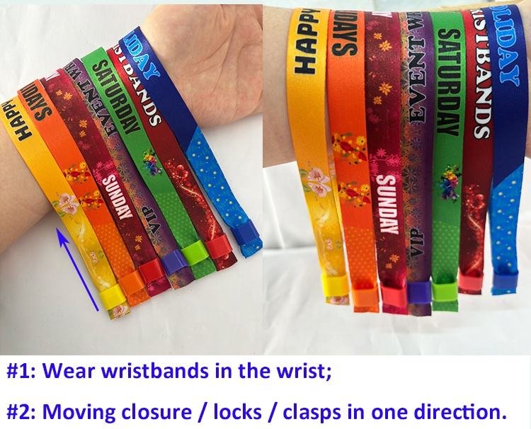 Fancy Design Logo Printed Party Event Supplies Festival Wristbands with Logo Custom