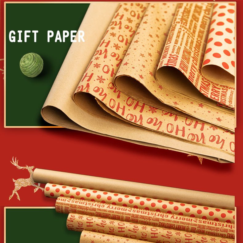 Wholesale Vintage Christmas Craft Paper Custom Kraft Gift Wrapping Sheets for Photo Frames Birthday Gifts Other Occasions