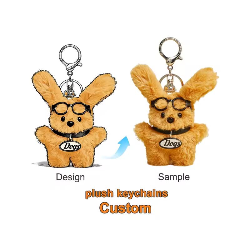 Custom Your Own Design Color Logo Plush Doll Keychains CE CPC Certified Cotton Cloth Animal Toys Promotion Gift with pp Cotton